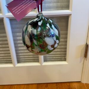 Handcrafted Glass Ornament with Multicolor Design